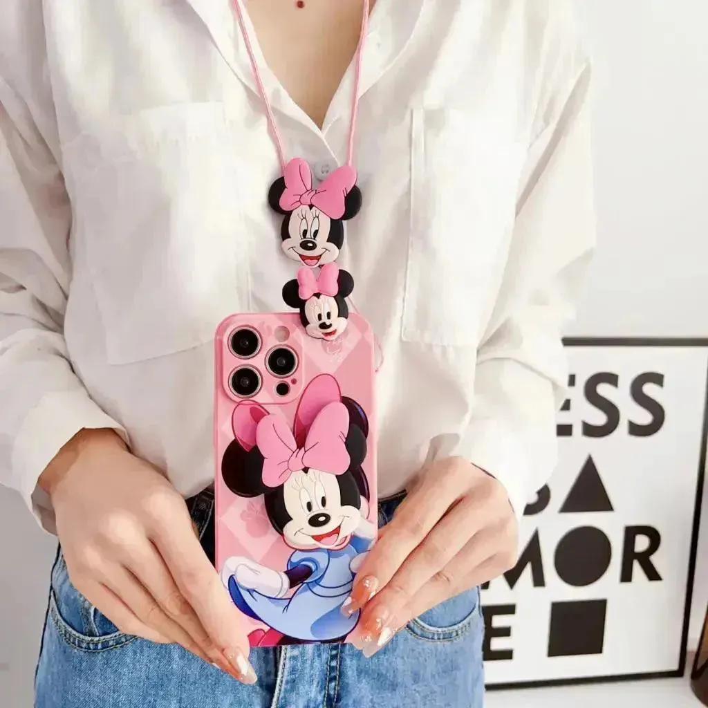 Mickey Minnie Cute Phone Case with Strap (For iPhones)