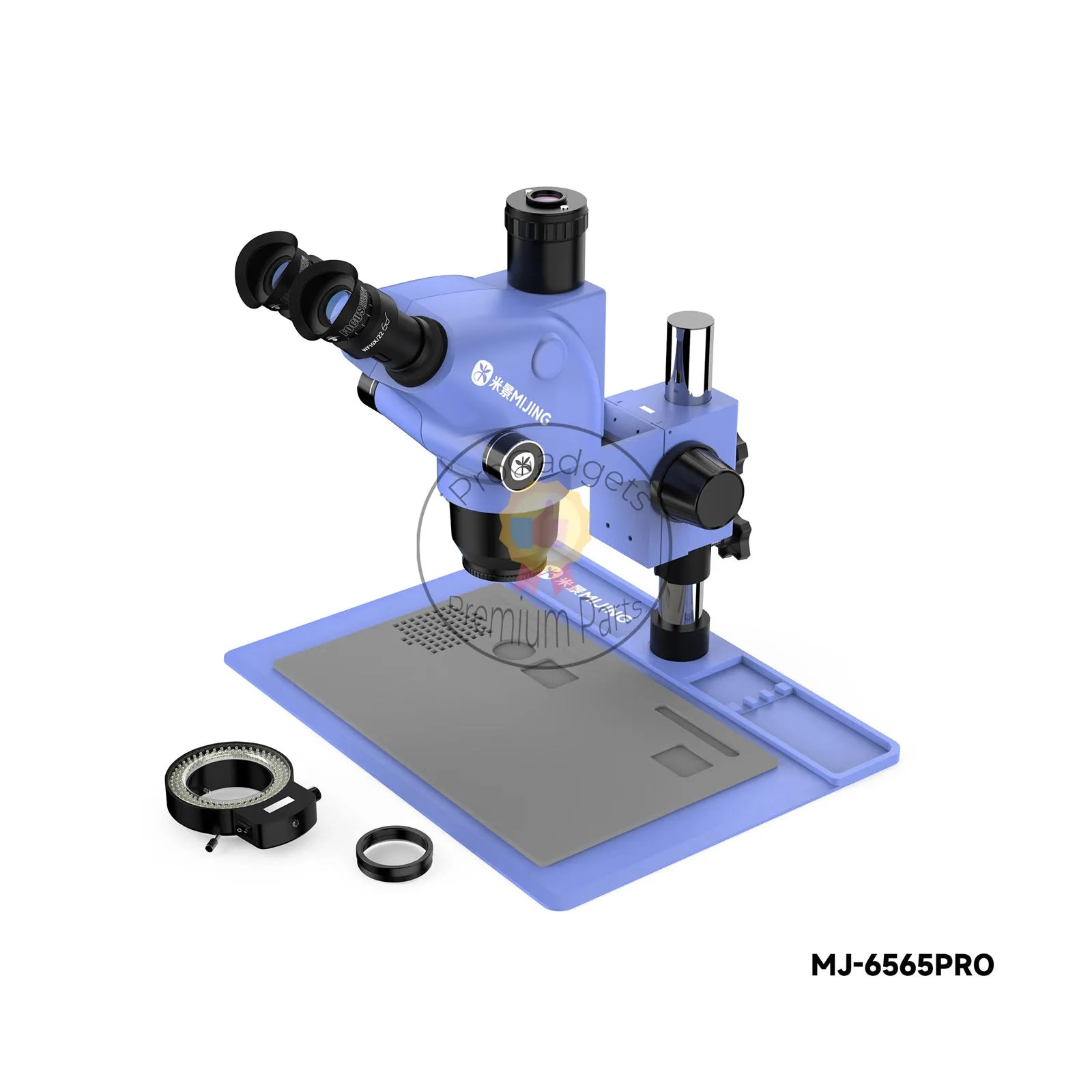 Mijing 6565PRO Adjustable Universal Trinocular Microscope 6.5-65X With Silicone Pad Zoom Stereo Microscope