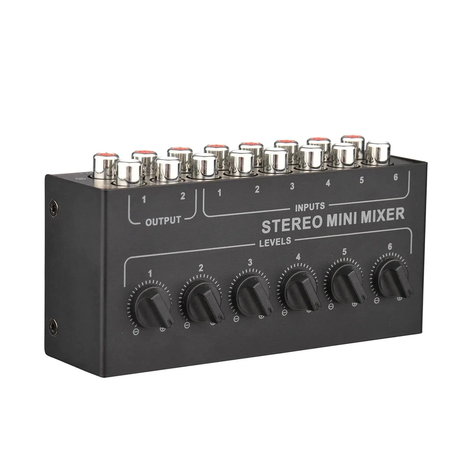 Mini Stereo 6 Channel Passive Mixer RCA Portable Audio Mixer 6 In 2 Out Stereo Distributor Volume Control No Battery Required