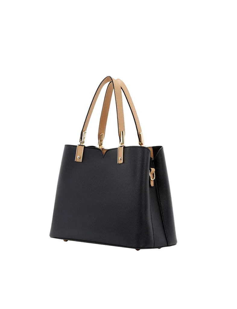 Miss Serenade - Chantal PU triple sect tote - Black-Camel