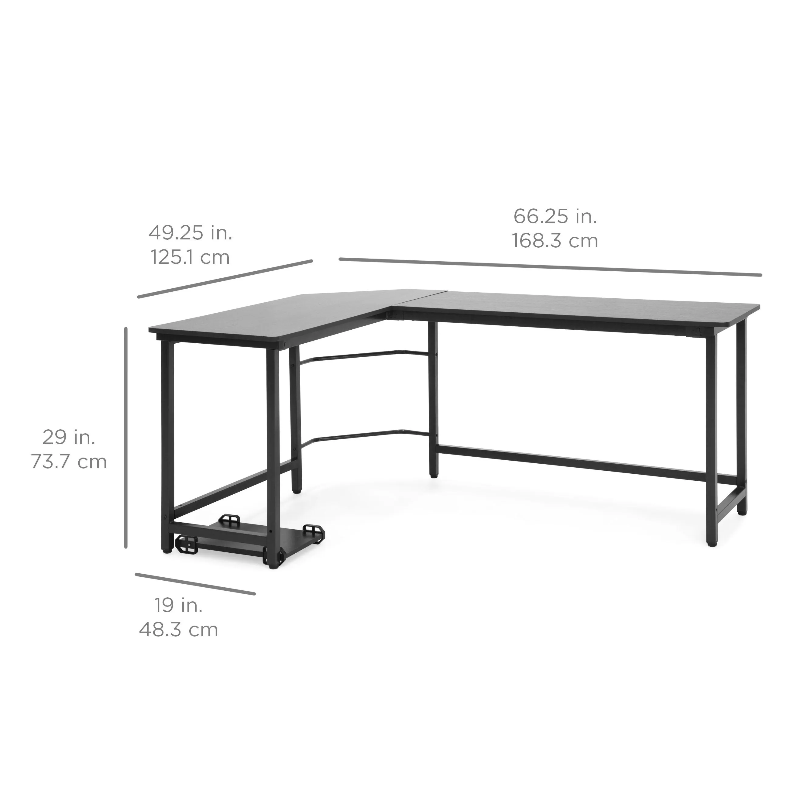 Modern L-Shaped Corner Computer Desk Table Workstation w/ CPU Stand