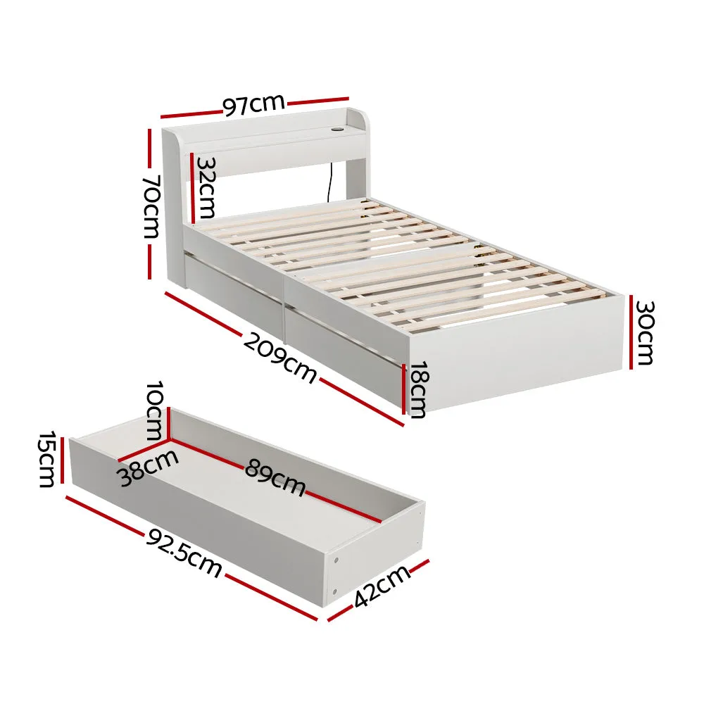 Multifunctional Single Bed Frame w/ USB & Storage - Artiss