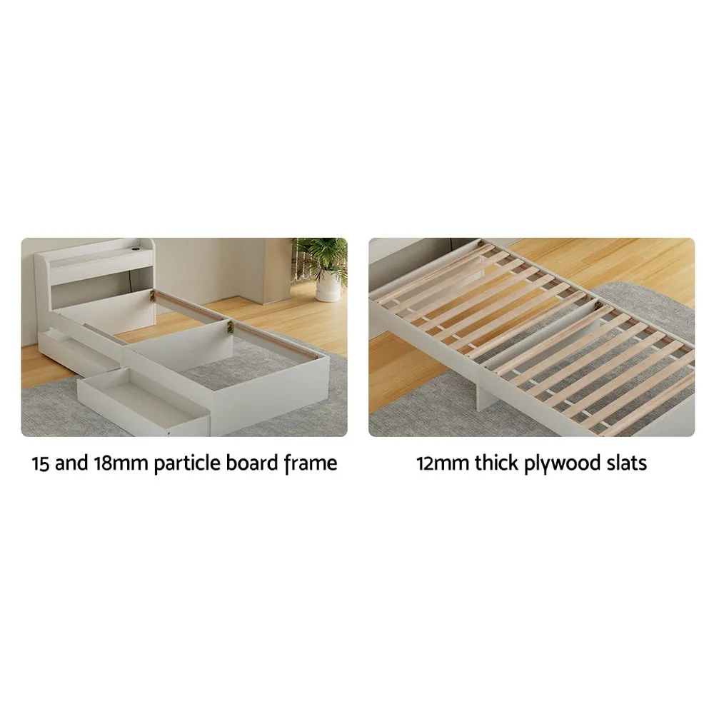 Multifunctional Single Bed Frame w/ USB & Storage - Artiss