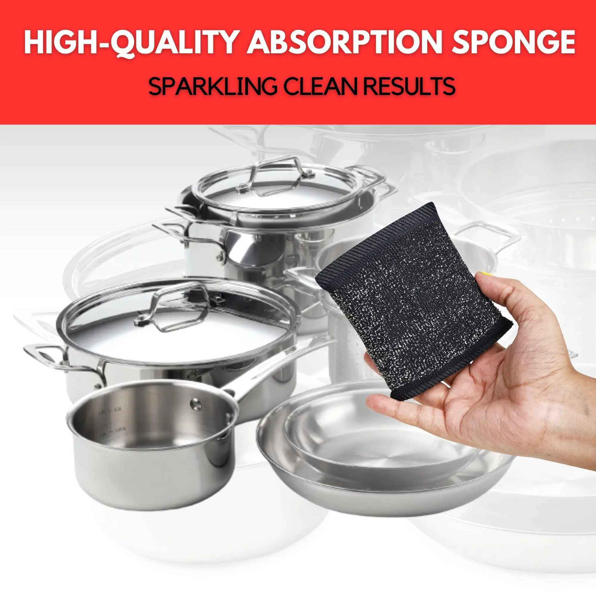 NEATNEST Multipurpose Steel Foam Pad Sponge Scourer Kitchen Scrubber Suitable for Dish/Utensils/Tiles, (Black Colour) Set of 4