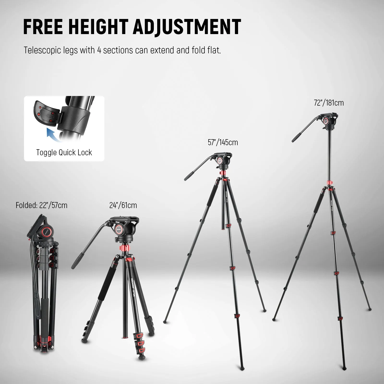 NEEWER TP72A Fluid Head Video Tripod Monopod