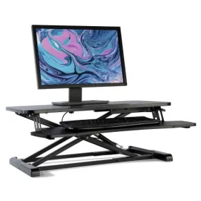 New Upgraded 80cm Desk Converter | Adjustable Height Sit-Stand Riser | Dual Monitor Laptop Workstation With Wide Keyboard Tray | Home | Office