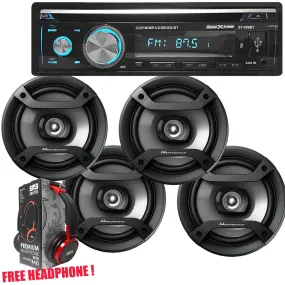 Package 2 Pairs of Pioneer TS-F1634R 6.5" 200W 2-Way Speakers   SoundXtreme ST-926BT In-Dash CD Receiver with Bluetooth and CD/FM/USB/AUX/SD   1 Free EMB EBH700 Headphone