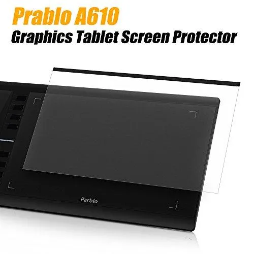 Parblo A610 10" x 6" Graphic Drawing Tablet with 8 Express Keys, 2 P50S Rechargeable Pen, Replacement Nibs, Transparent Film and Two-Finger Glove