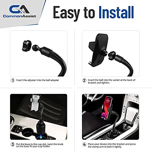 Phone Holder for Car Cup Holder Mount Black