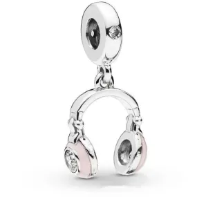 Pink Enamel Headphones Dangle Charm