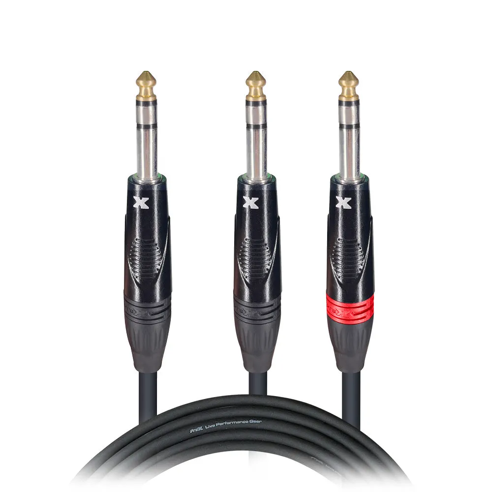 ProX XC-SYS03 3 Ft. 1/4" TRS-M to Dual 1/4" TRS-M High Performance Audio Cable