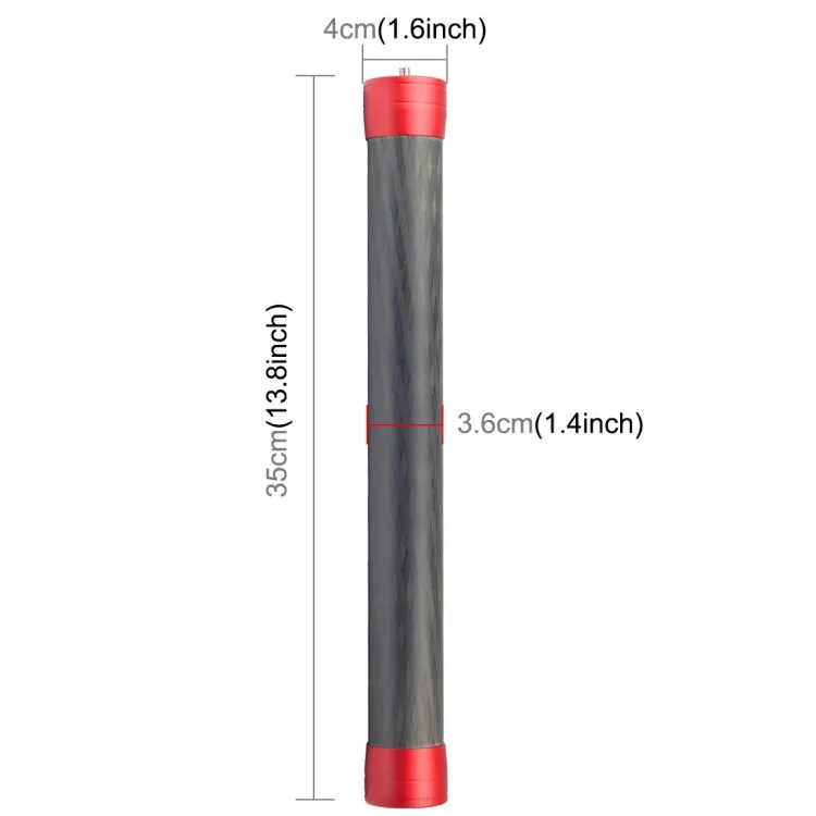 PULUZ Carbon Fiber Extension Monopod Pole Rod Extendable Stick for DJI / MOZA / Feiyu V2 / Zhiyun G5 / SPG Gimbal, Length: 35cm(Red)