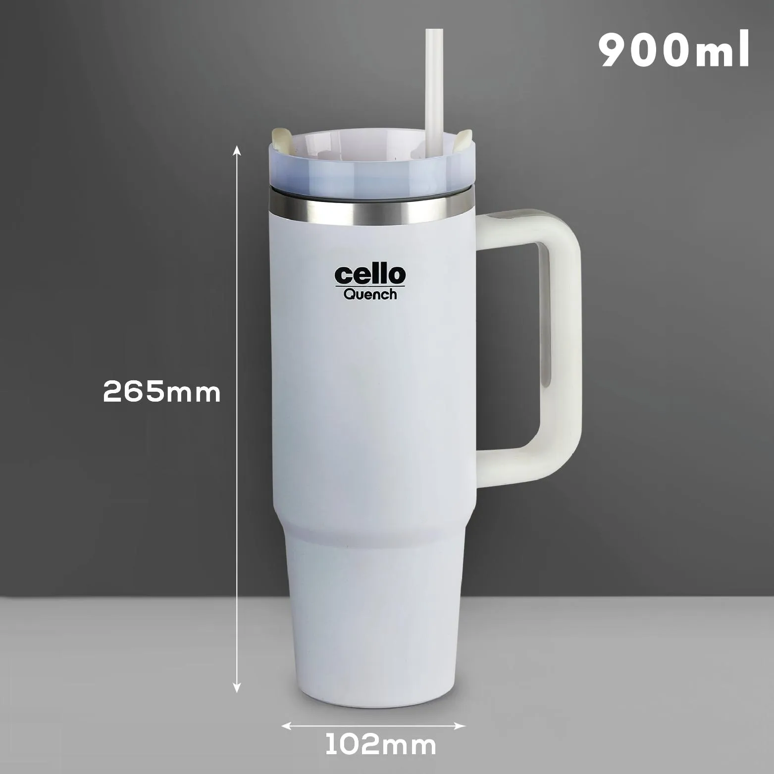 Quench Tumbler Water Bottle with Lid and Straw, 900ml