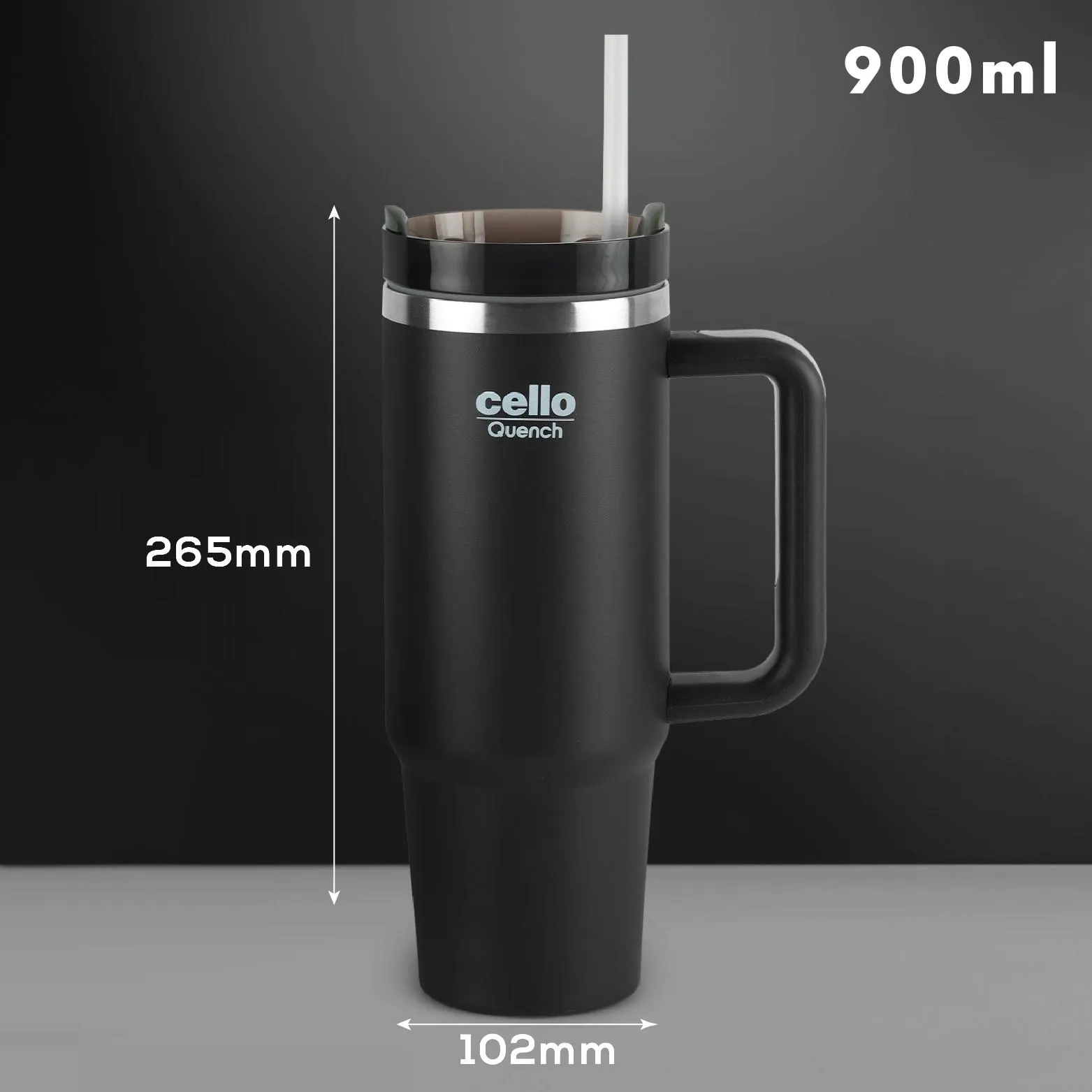 Quench Tumbler Water Bottle with Lid and Straw, 900ml