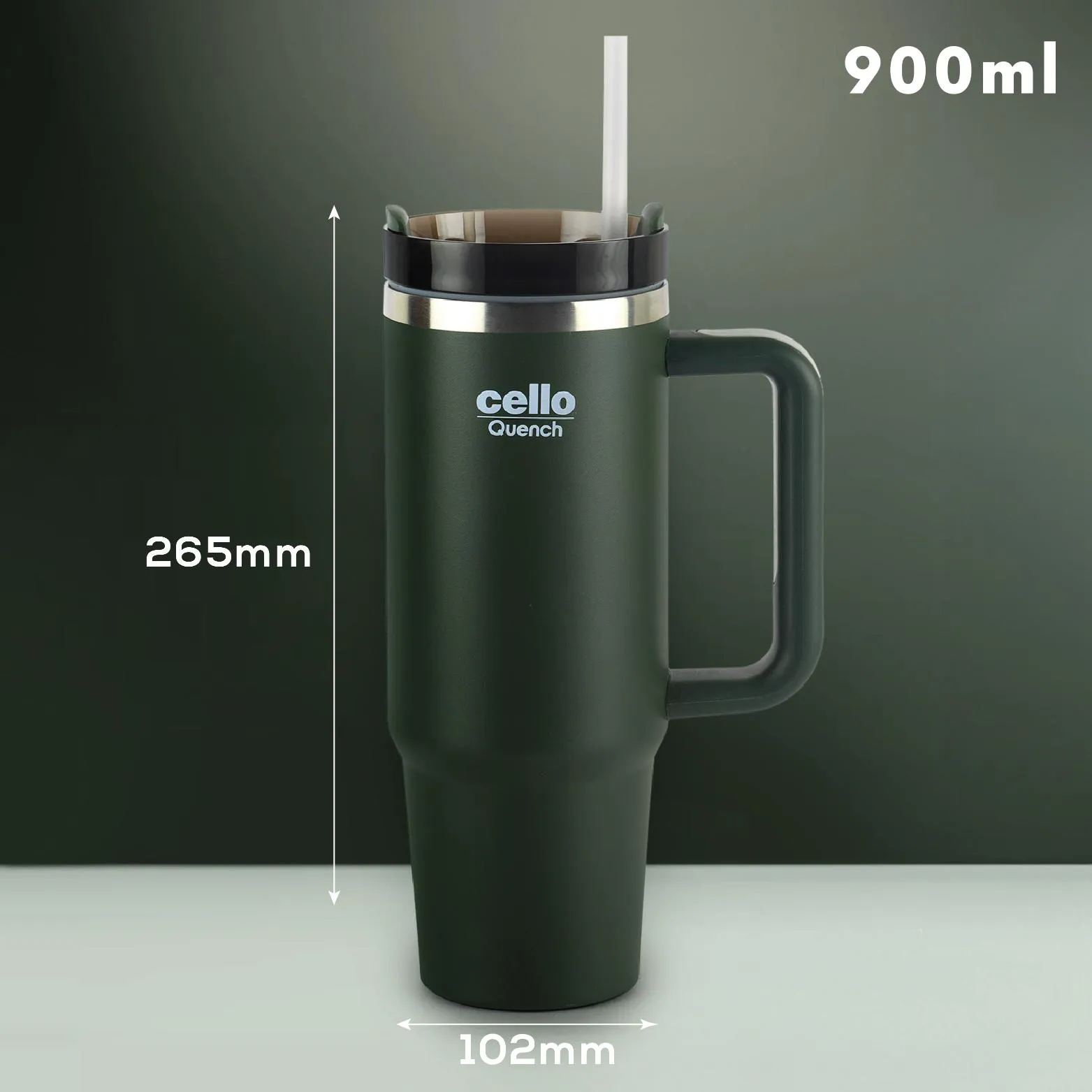 Quench Tumbler Water Bottle with Lid and Straw, 900ml