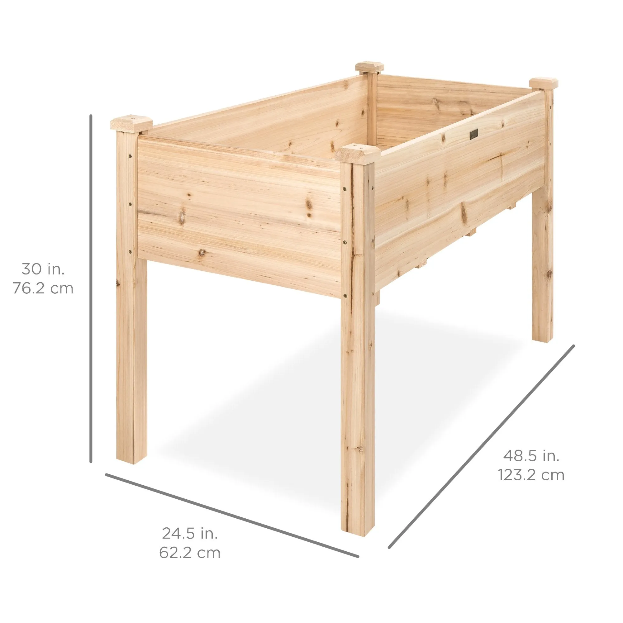 Raised Garden Bed Elevated Wood Garden Planter Stand of 48x24x30in