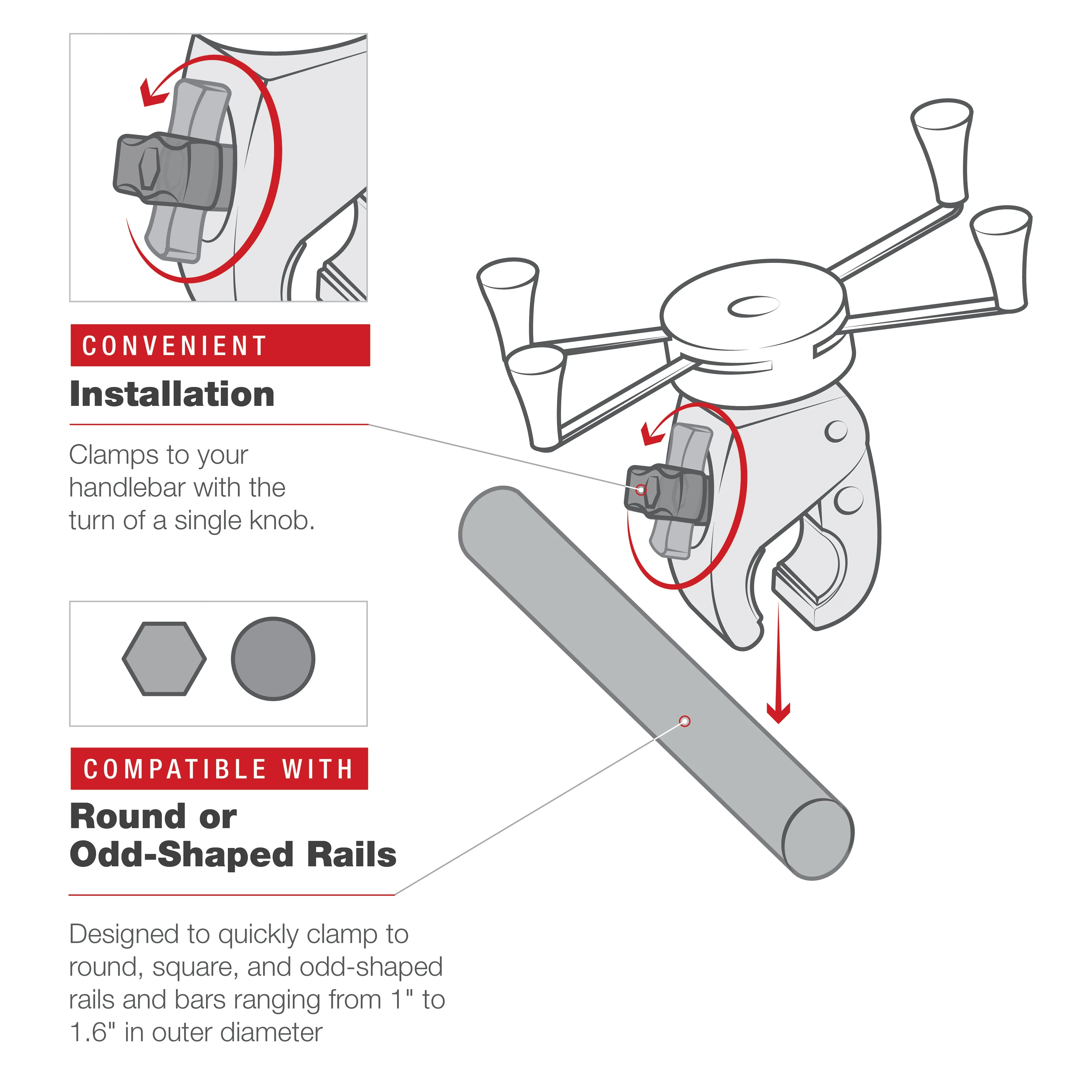 RAM® X-Grip® Large Phone Mount with Low-Profile Medium Tough-Claw™