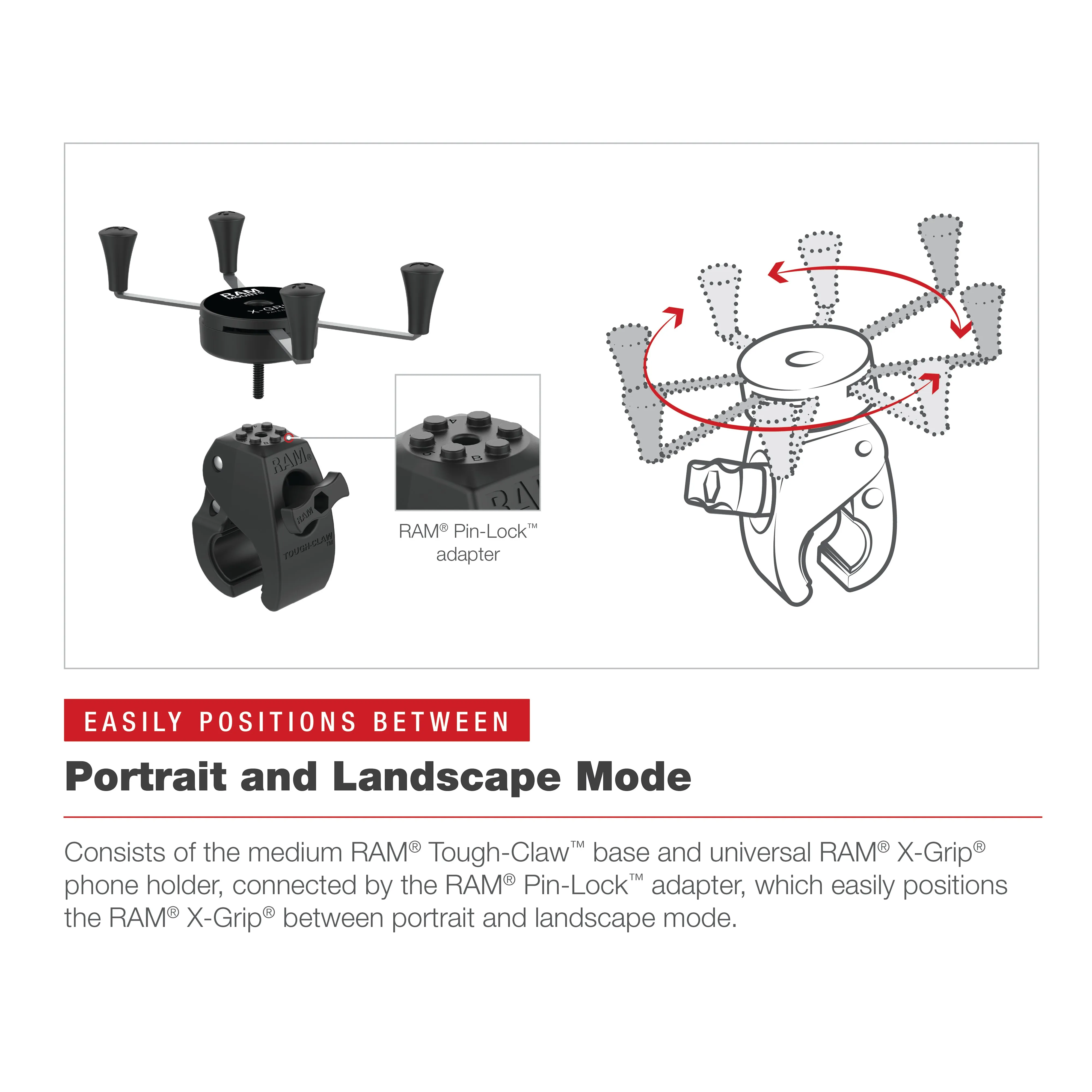 RAM® X-Grip® Large Phone Mount with Low-Profile Medium Tough-Claw™