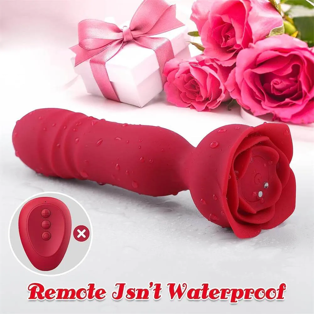 Remote Control Vibrating & Realistic Thrusting Dildo with Rose Base