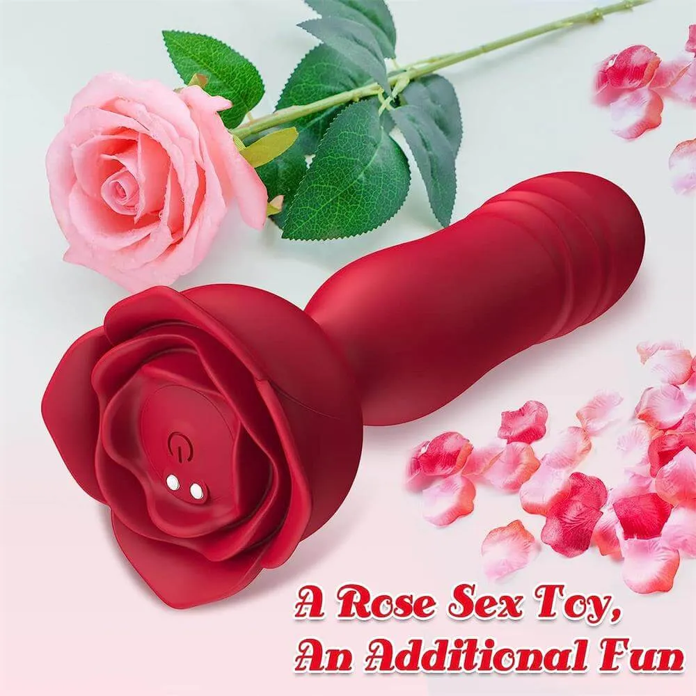 Remote Control Vibrating & Realistic Thrusting Dildo with Rose Base