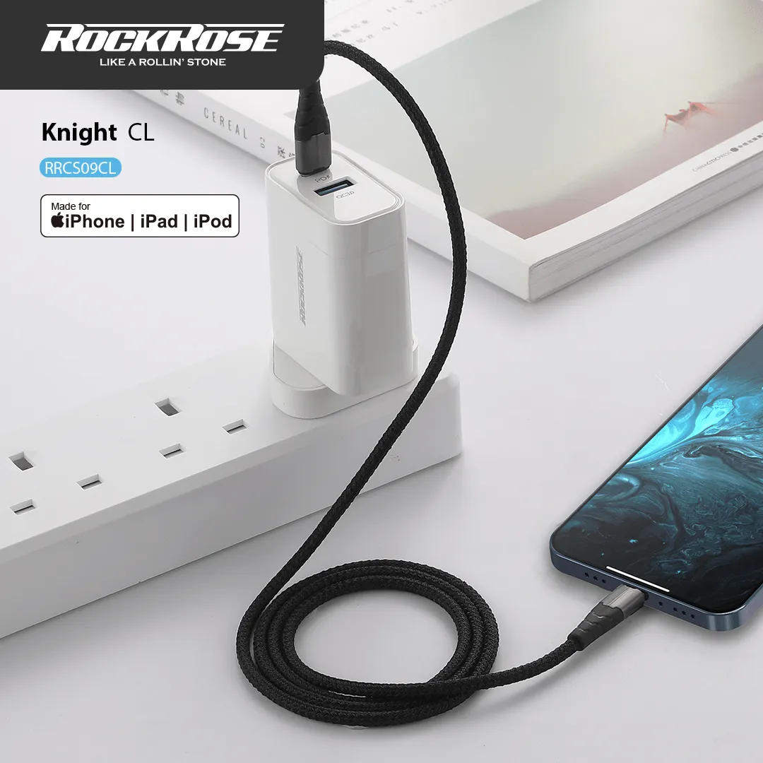 RockRose Knight USB-C to USB-C Kevlar Braided Cable (1M)