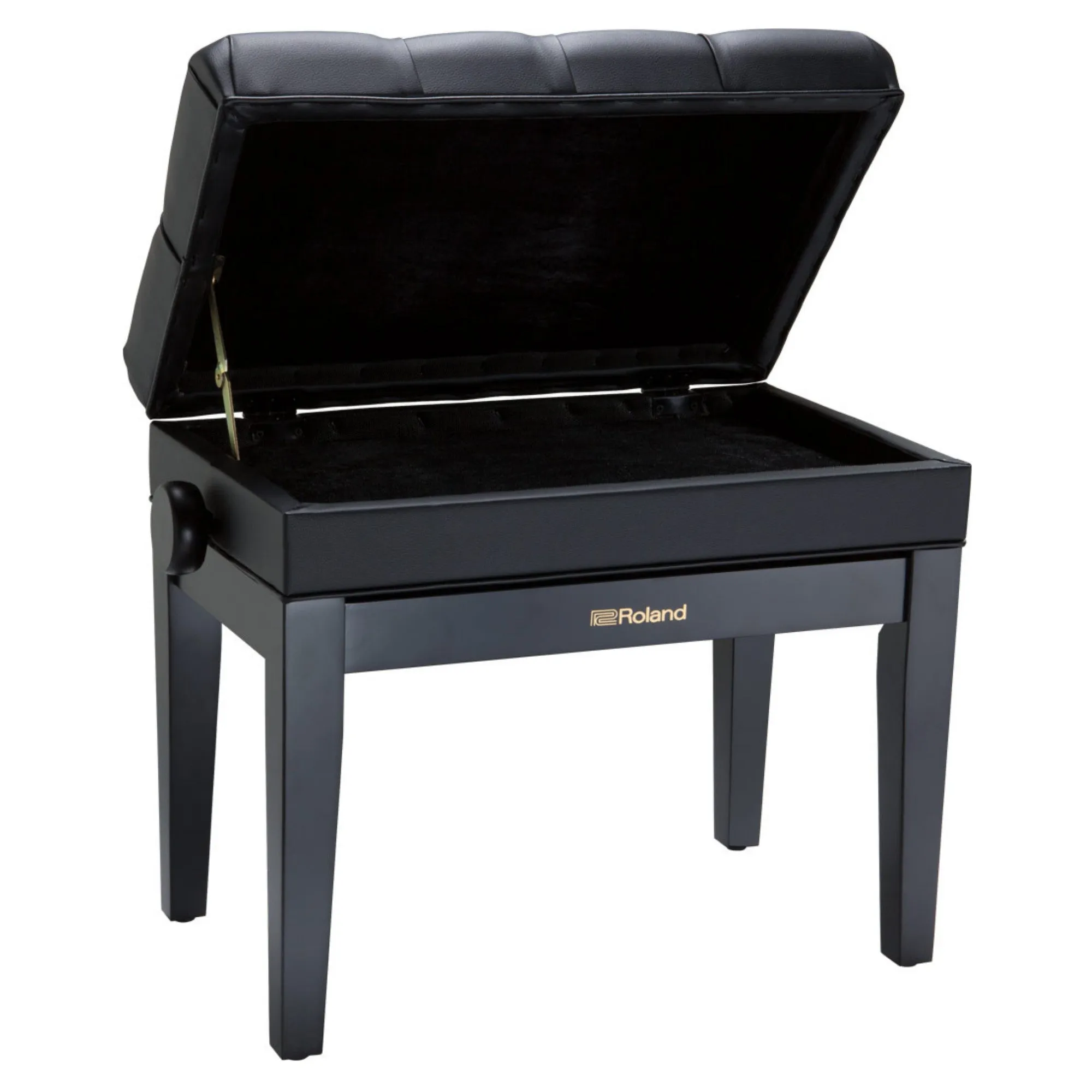 Roland Piano Bench with Vinyl Seat and Music Compartment - Polished Ebony