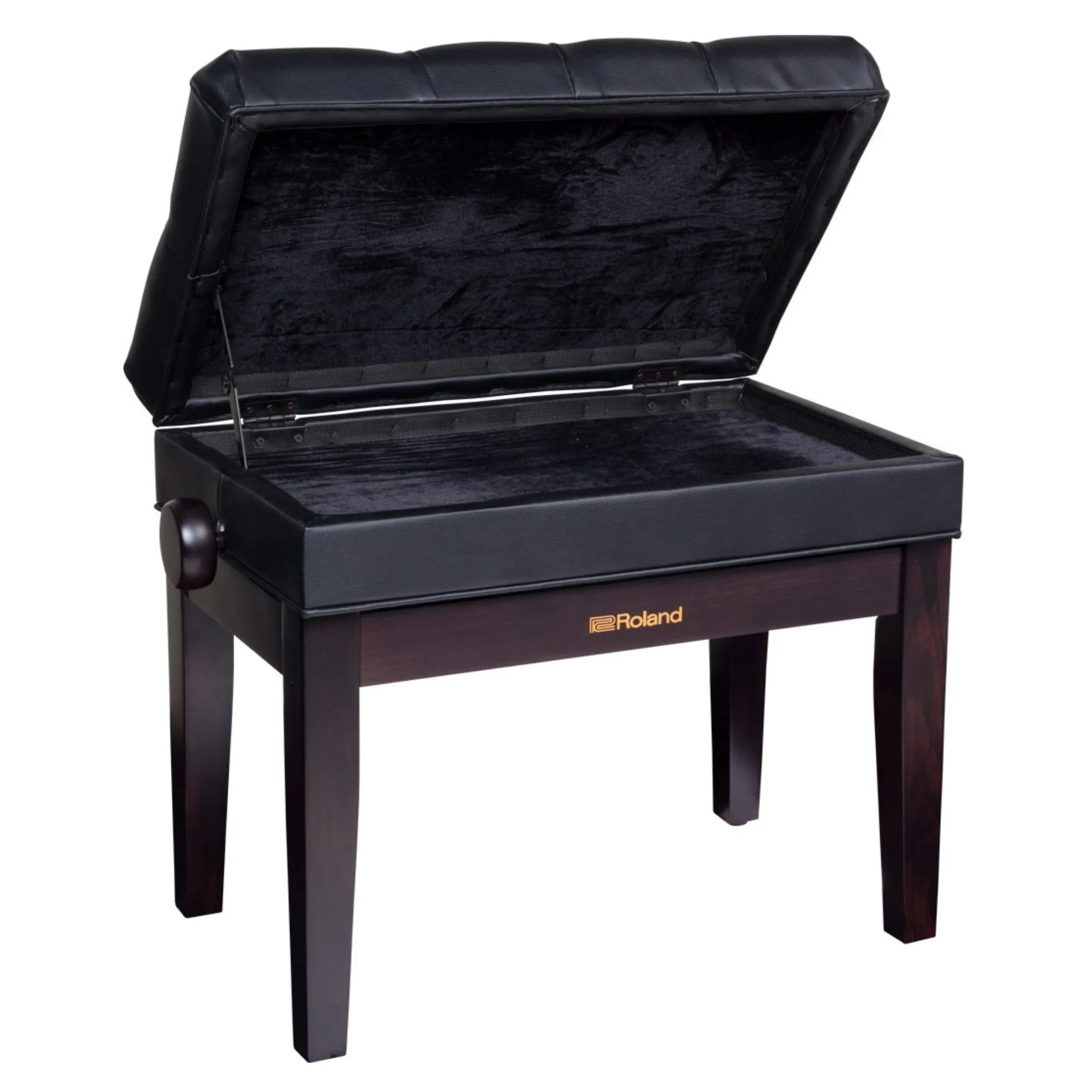 Roland Piano Bench with Vinyl Seat and Music Compartment - Polished Ebony