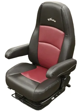 Sears Atlas II DLX Truck Seat – Black & Red Ultra-leather with Dual Arms PN 2D311P5BBNSN