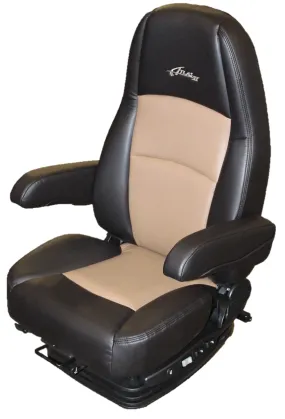 Sears Atlas II DLX Truck Seat – Black & Tan Ultra-leather with Dual Arms PN 2D311P7BBNSN