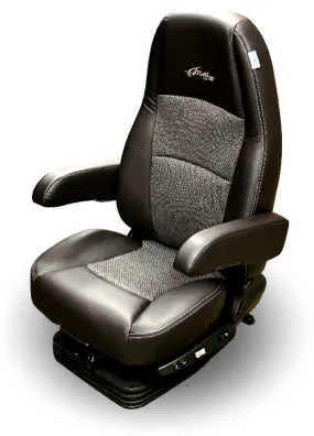 Sears Atlas II LE Truck Seat in Black Ultra Leather & Gray Cloth with Heat, Cooling & Dual Arms - P/N 2D914NCBBNSN