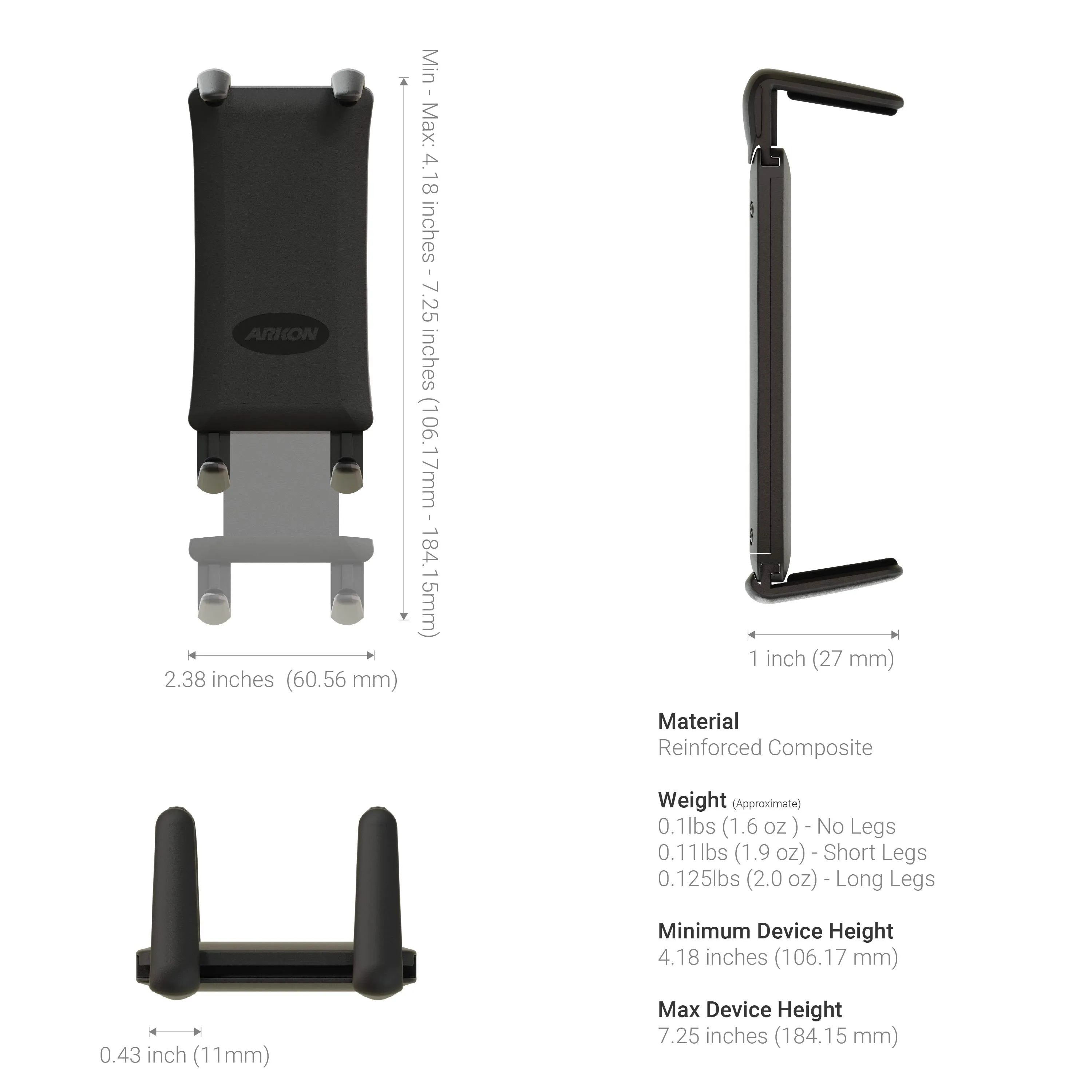 Slim-Grip® Ultra Phone or Midsize Tablet Seat Rail Mount