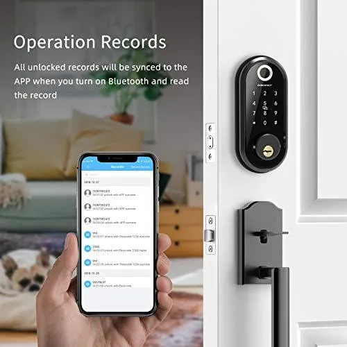 Smart Lock, Keyless Entry Deadbolt Door Lock, SMONET Electronic Bluetooth with Biometric Fingerprint, Keys, IC Card, Touchscreen Keypad,Auto Lock,Remote Share, APP Control for Home,Office,Apartment