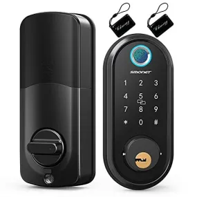 Smart Lock, Keyless Entry Deadbolt Door Lock, SMONET Electronic Bluetooth with Biometric Fingerprint, Keys, IC Card, Touchscreen Keypad,Auto Lock,Remote Share, APP Control for Home,Office,Apartment