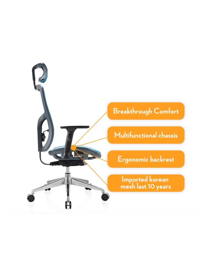 Soft and Comfortable Ergonomic Office Chair with Headrest, Back Support and Nylon Base Legs for Office and Home