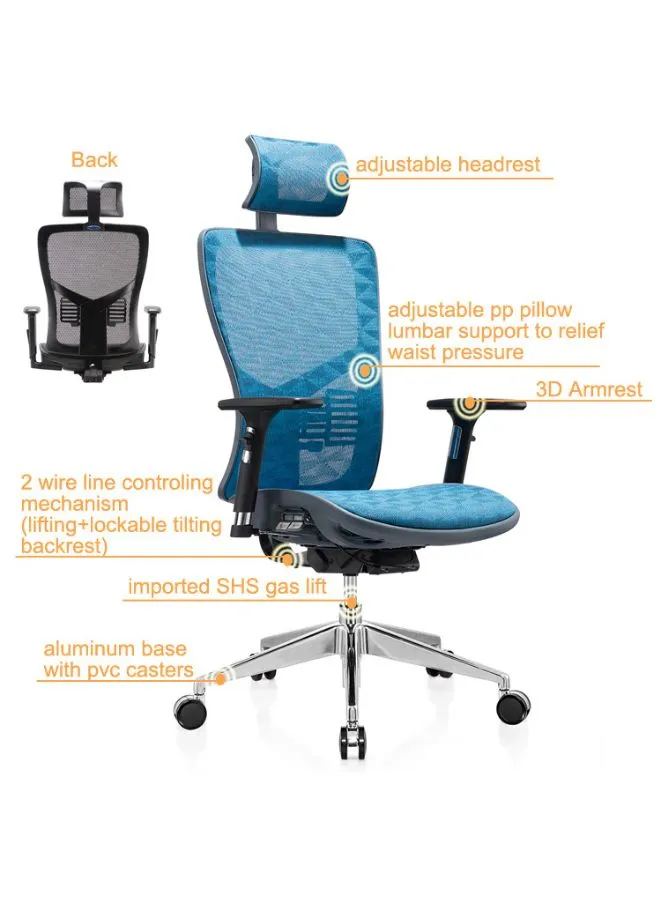 Soft and Comfortable Ergonomic Office Chair with Headrest, Back Support and Nylon Base Legs for Office and Home