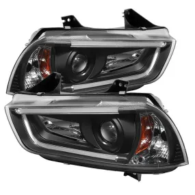 Spyder Projector Headlights Dodge Charger (2011-2014) Black w/ LED Light Tube DRL