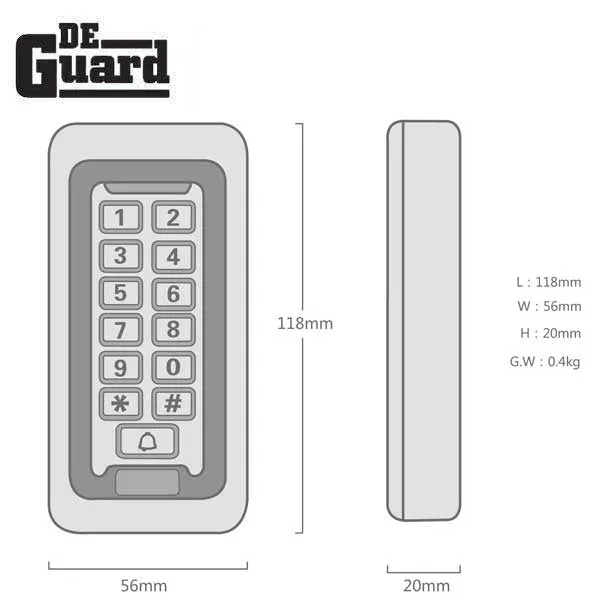 Stand Alone Access Controller - Keypad Controller - Single Doors - Waterproof IP68