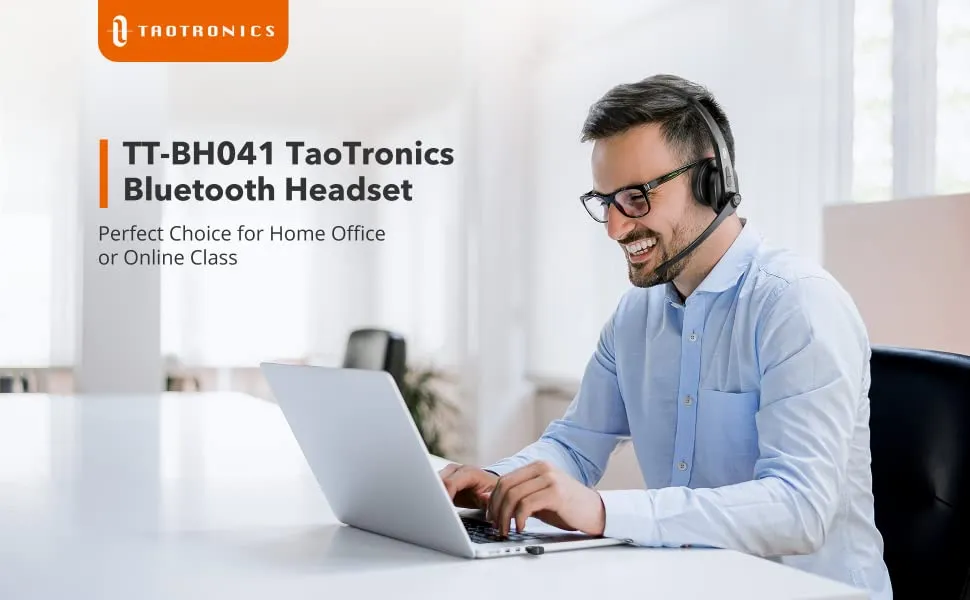 TaoTronics 34h Playtime Lightweight Bluetooth Wireless Mono Headset with AI Noise Reduction Technology TT-BH041