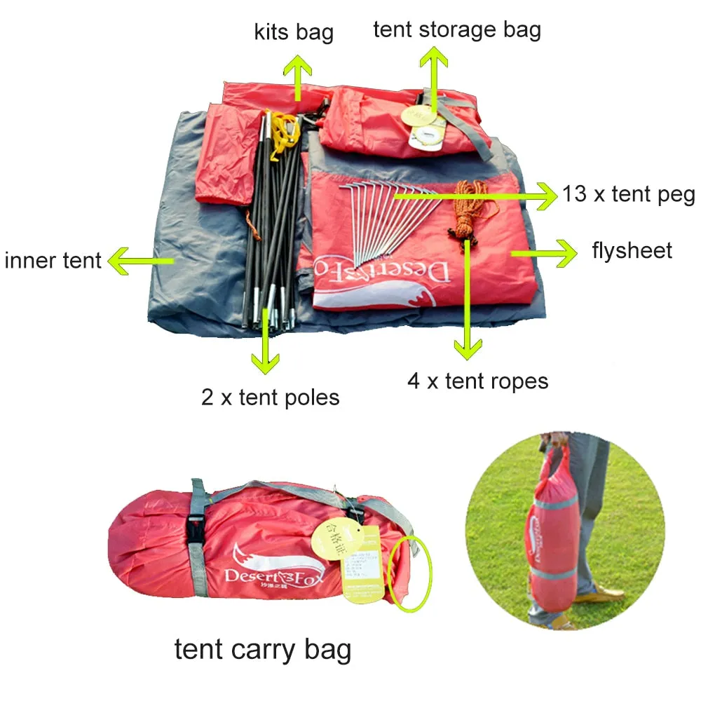 Tents with Carry Bag 2-3 Person Double Layer Backpack