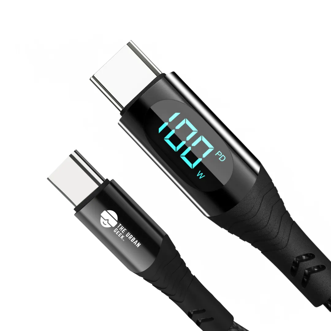 TheUrbanGeek USB C Fast Charging & Data Cable with Power Display (100W)