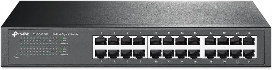 TP-Link 24-Port Gigabit Ethernet Switch, Rack-Mount/Desktop, Steel Case(TL-SG1024D)