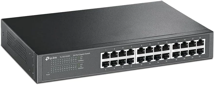 TP-Link 24-Port Gigabit Ethernet Switch, Rack-Mount/Desktop, Steel Case(TL-SG1024D)