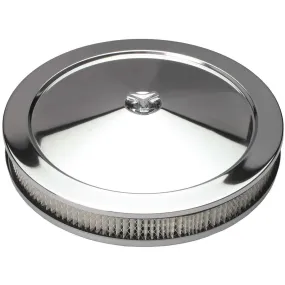 Trans-Dapt Muscle Car Air Cleaner Assembly - 14 in Round - 2.125 in Tall - 5-1/8 in Carb Flange - Flat Base - Chrome