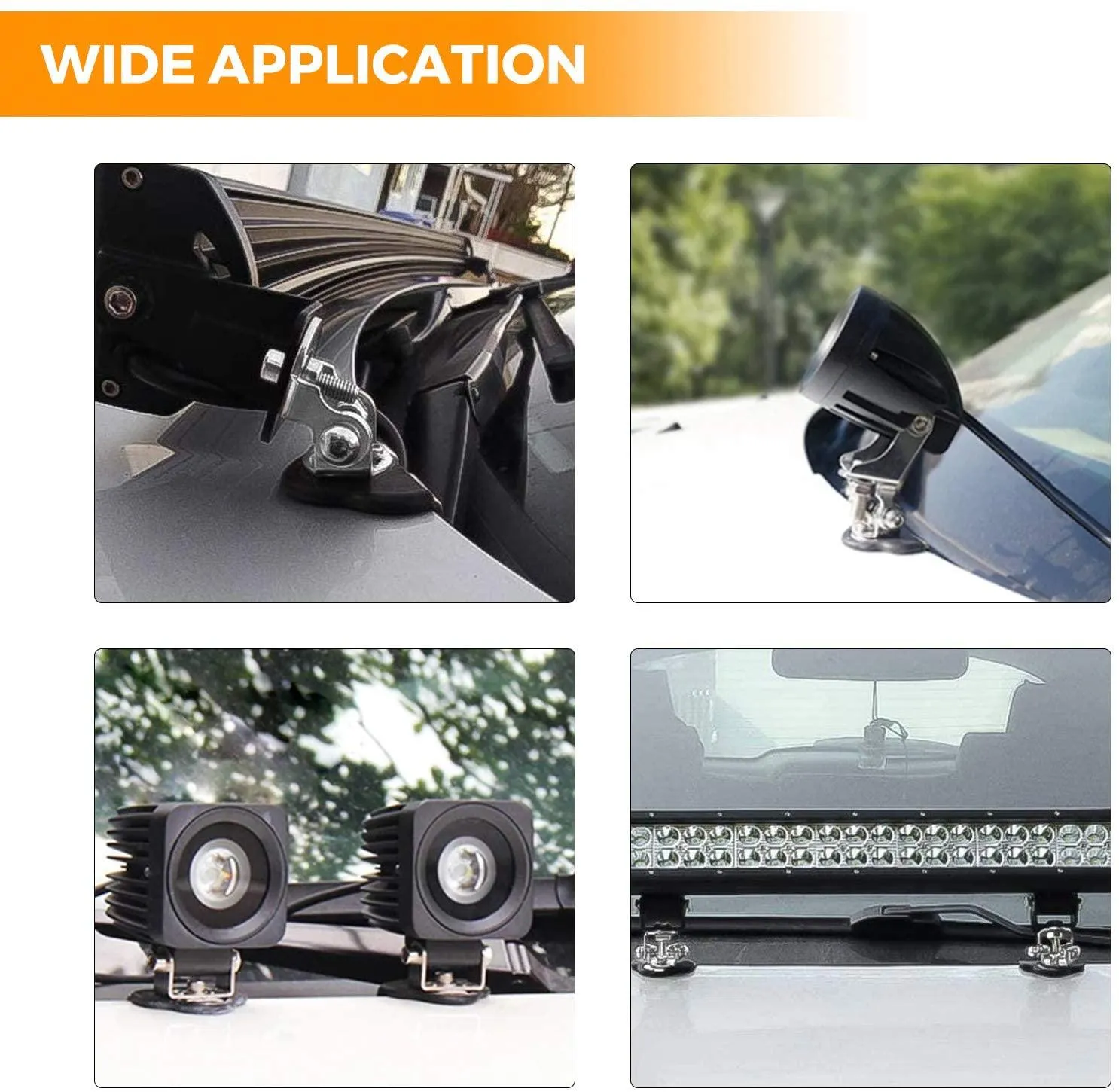 Universal LED Light Bar Mounting Brackets Adjustable Pillar Hood for Offroad Jeep SUV Truck