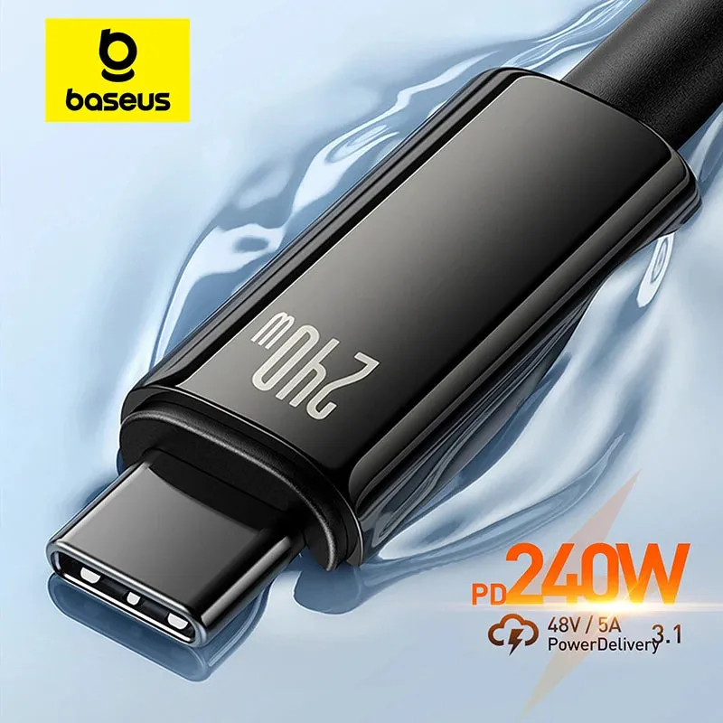 Unleash the Power: Baseus 240W USB Type C Cable - Lightning-Fast Charging Speeds for iPhone 15, Realme, Samsung S23, MacBook, PC!