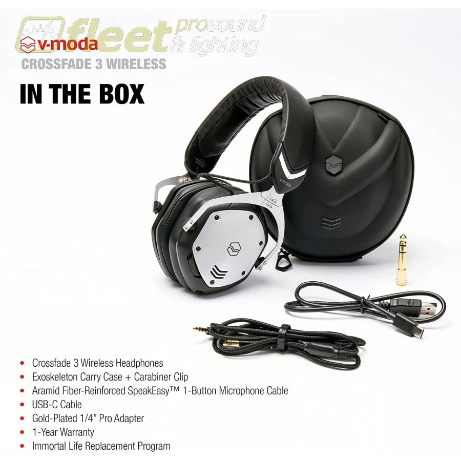 V-MODA XFBT3-GNBK Crossfade 3 Wireless Codex Gunmetal Black Bluetooth Headphones