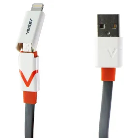 Ventev (3-Ft) Micro-USB and Lightning 8-Pin Switch Tip USB Cable - Gray/Orange