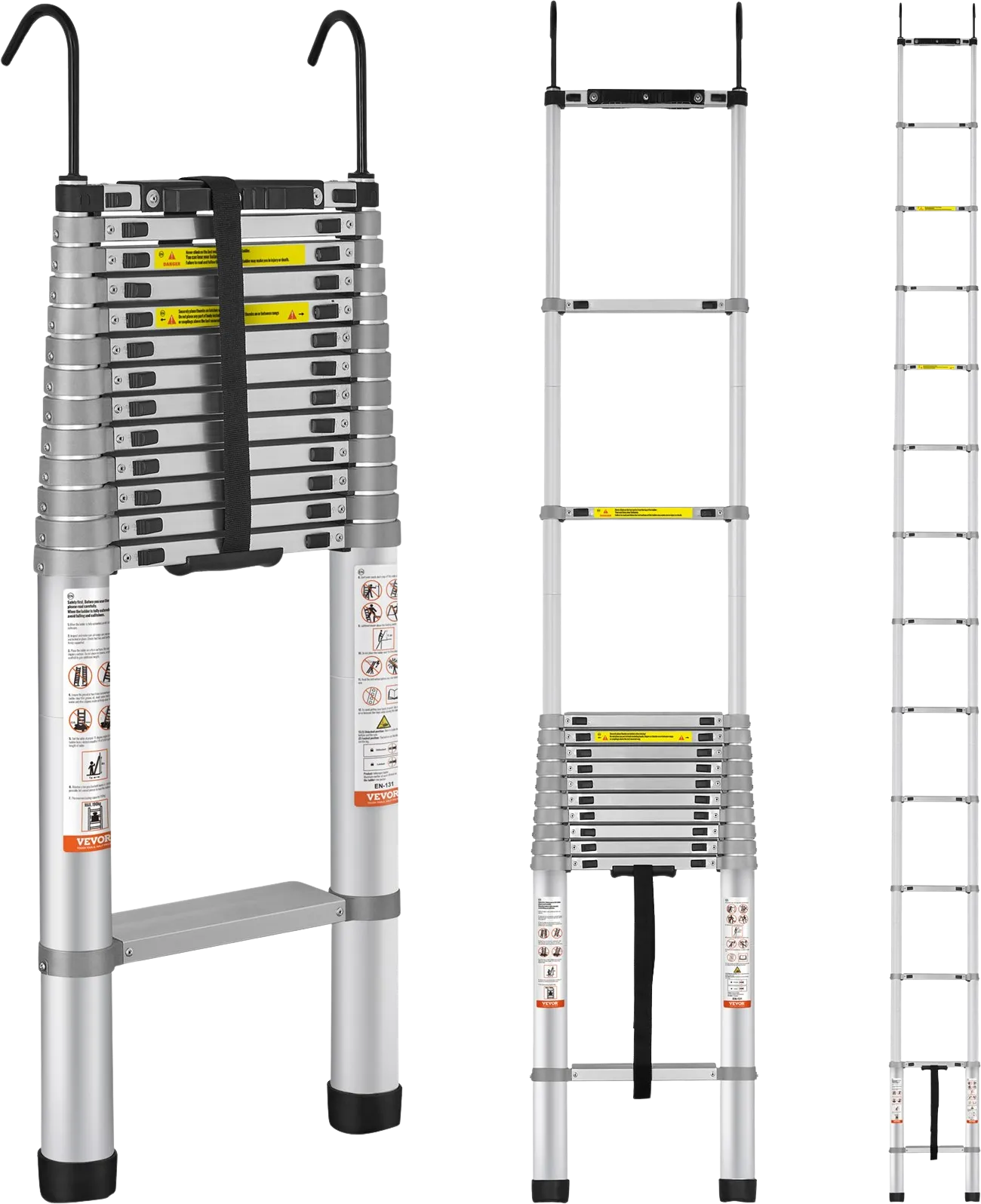 Vevor 18.5' Telescoping Aluminum Ladder 400 Lbs. Capacity Individual Step Locks New