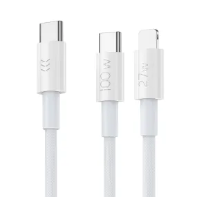 Vyvylabs Prime Series 2 in1 Fast Charging Cable Type-C to C L 100W 1.5M White