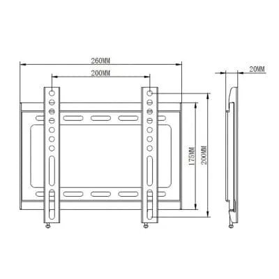 Wall mount TV fixed position 17-37 inch 30kg capacity